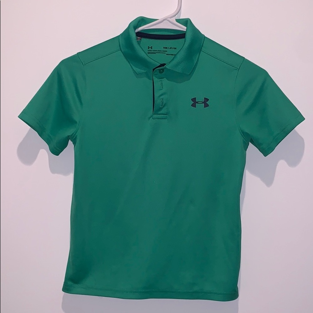 EUC BOYS UNDER ARMOUR SMALL HEATGEAR GOLF SHIRT